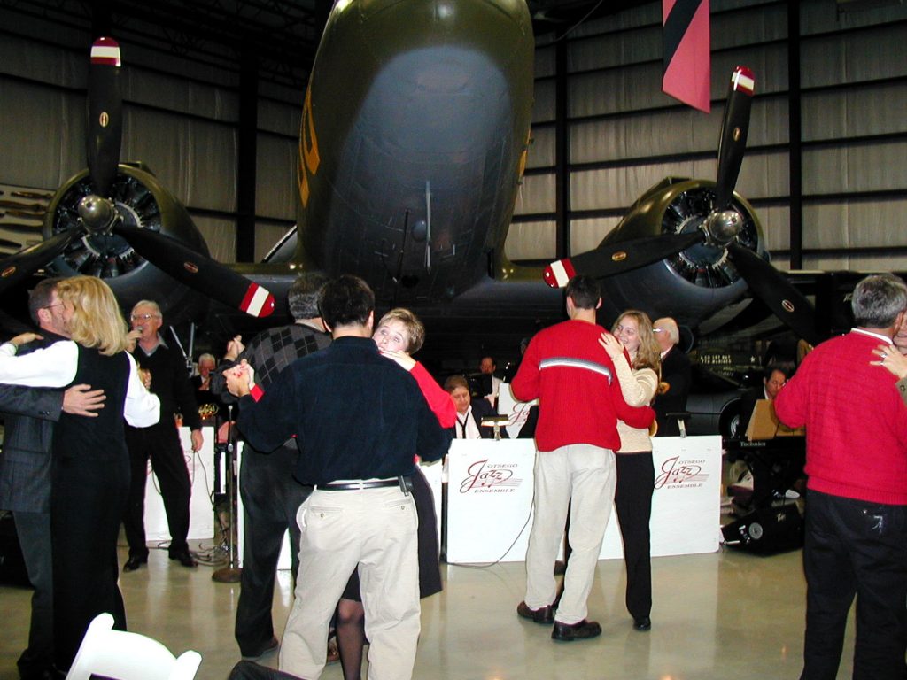 Otsego Jazz Ensemble playing for a ballroom dance at the Kalamazoo Air Zoo